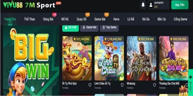 Khám phá sảnh game cuốn hút tại nhà cái